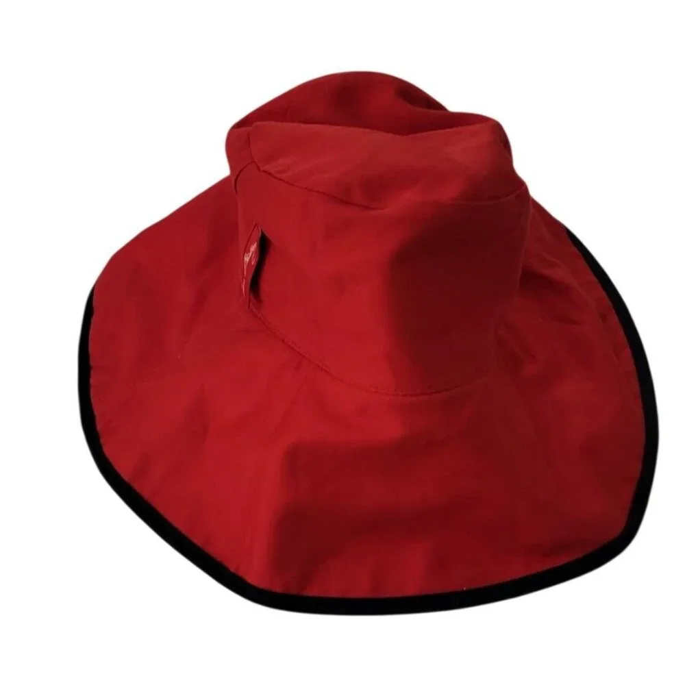 Vera Bradley Reversible Bucket Hat Red & Blue Paisley Floral Print Wide Brim - Picture 9 of 9